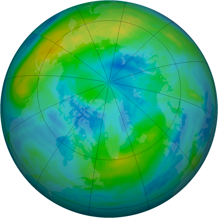 Arctic ozone map for 09 October 1984